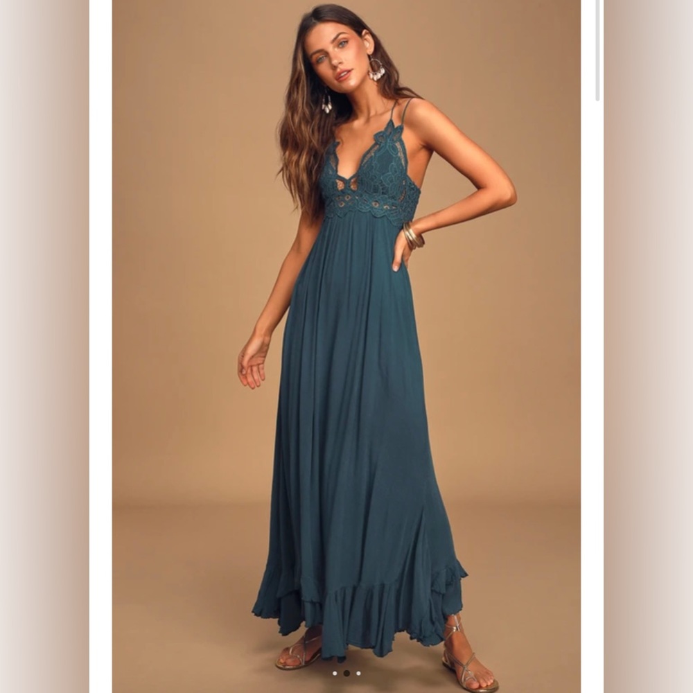 Free People Adela Maxi Dress in Teal